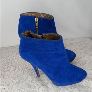 Aldo blue suede zip up stiletto ankle boots sz 8